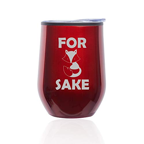 Stemless Wine Tumbler Coffee Travel Mug Glass With Lid For Fox Sake (Red)