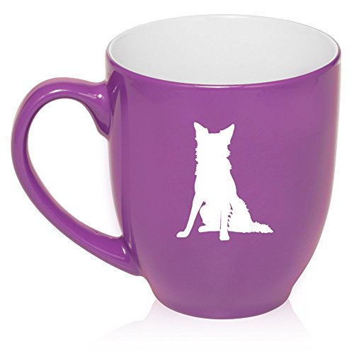 16 oz Large Bistro Mug Ceramic Coffee Tea Glass Cup Border Collie (Purple)