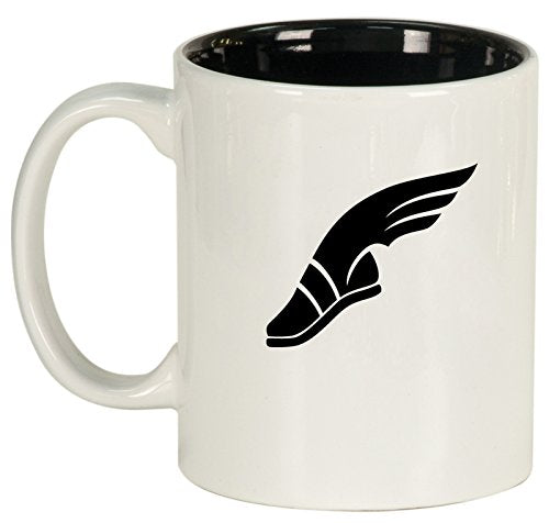 Ceramic Coffee Tea Mug Track and Field Wing Shoe (White)