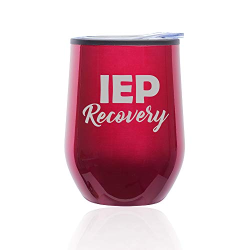 Stemless Wine Tumbler Coffee Travel Mug Glass With Lid IEP Recovery Special Education Teacher (Fuchsia)