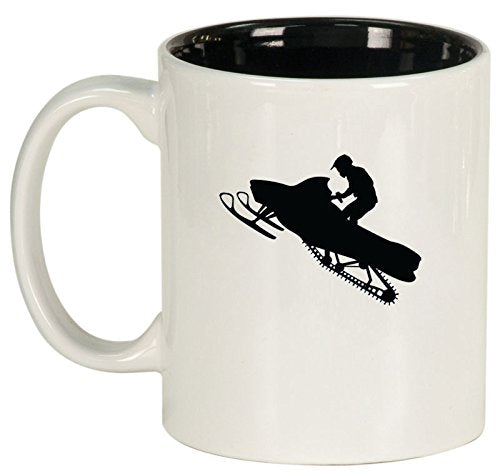 Ceramic Coffee Tea Mug Cup Snowmobile Rider (White)