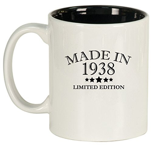 Ceramic Coffee Tea Mug Cup Made In 1938 Birthday 80th Birthday (White)