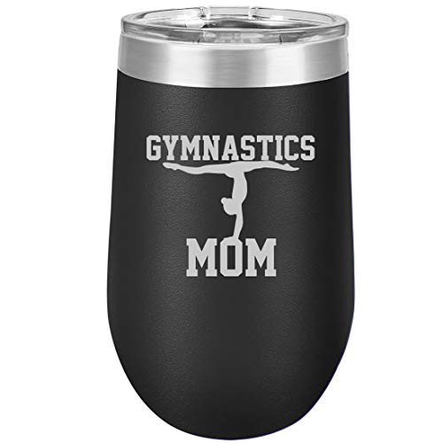 16 oz Double Wall Vacuum Insulated Stainless Steel Stemless Wine Tumbler Glass Coffee Travel Mug With Lid Gymnastics Mom