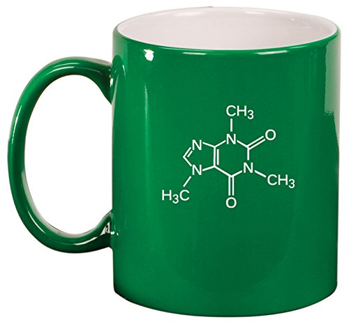 Ceramic Coffee Tea Mug Caffeine Molecule (Green)