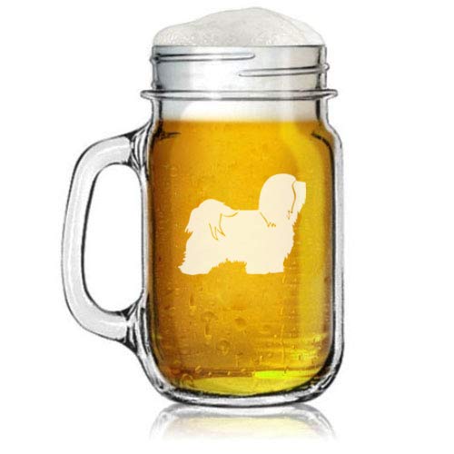 16oz Mason Jar Glass Mug w/Handle Havanese