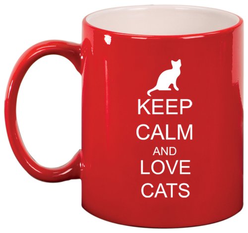 Keep Calm and Love Cats Ceramic Coffee Tea Mug Cup Red