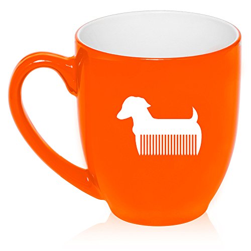 16 oz Large Bistro Mug Ceramic Coffee Tea Glass Cup Pet Dog Grooming Cat Groomer Salon (Orange)