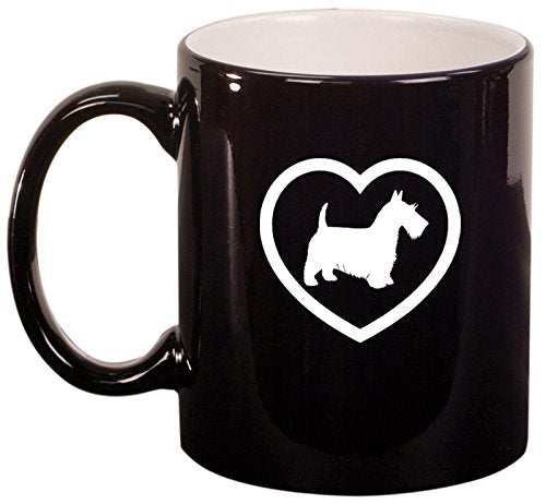 Ceramic Coffee Tea Mug Scottie Heart (Black)