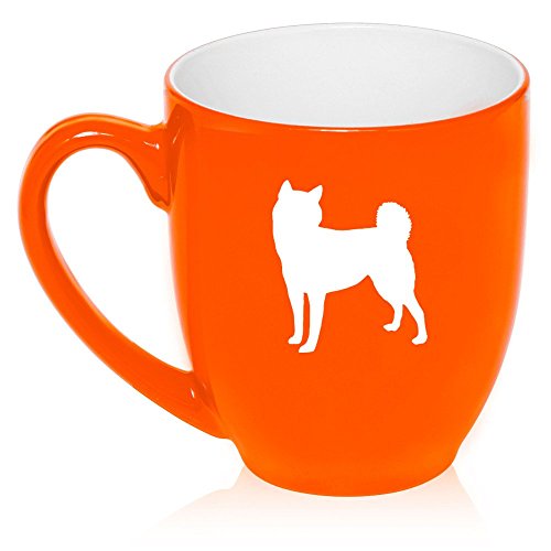 16 oz Large Bistro Mug Ceramic Coffee Tea Glass Cup Shiba Inu (Orange)