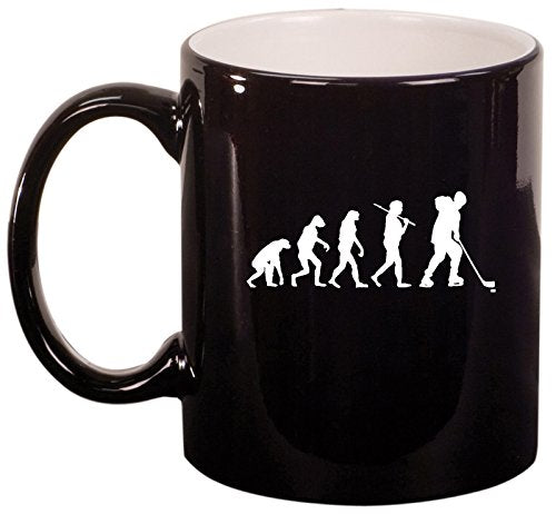Ceramic Coffee Tea Mug Cup Evolution Hockey (Black)