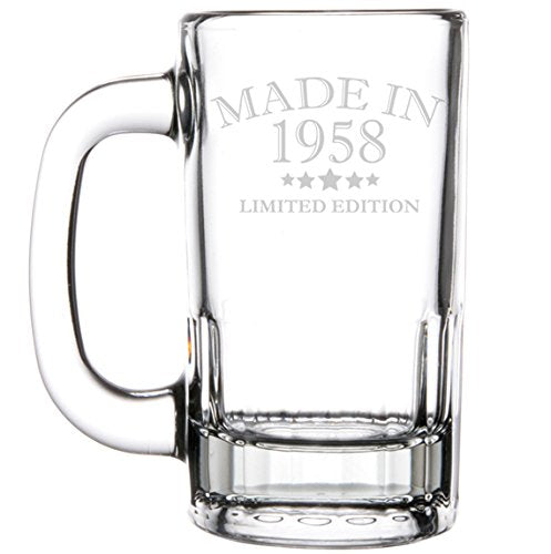 12oz Beer Mug Stein Glass Made in 1958 60th Birthday