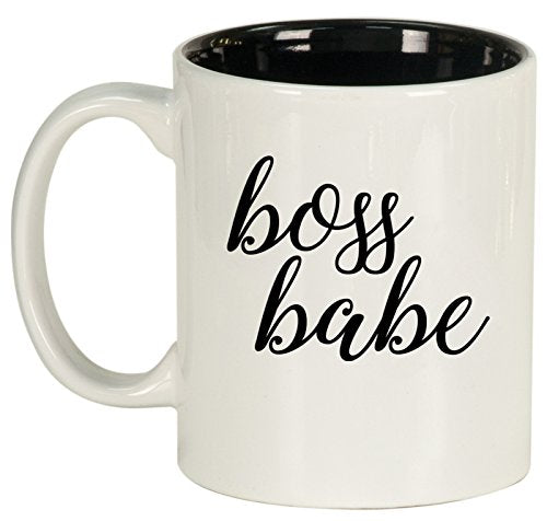 Ceramic Coffee Tea Mug Cup Boss Babe (White)