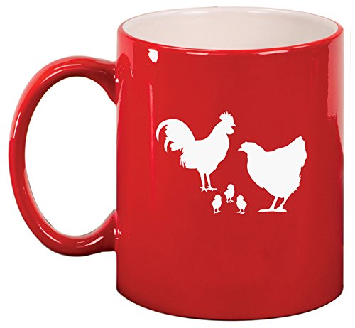 Ceramic Coffee Tea Mug Cup Chicken Family (Red)
