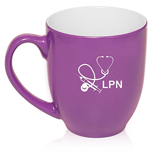 16 oz Purple Large Bistro Mug Ceramic Coffee Tea Glass Cup Licensed Practical Nurse LPN