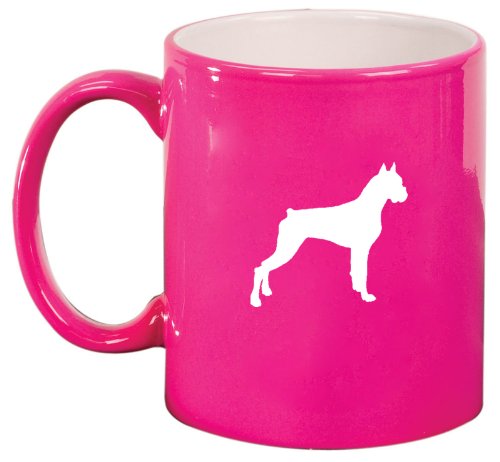 Hot Pink Ceramic Coffee Tea Mug Boxer Dog