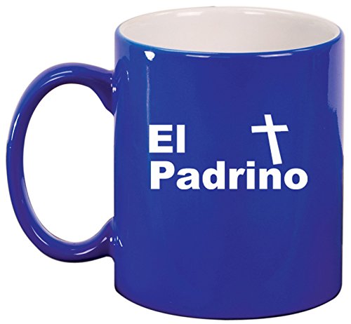 Ceramic Coffee Tea Mug Cup El Padrino Christening Baptism Godfather (Blue)