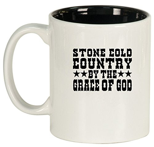Ceramic Coffee Tea Mug Stone Cold Country (White)