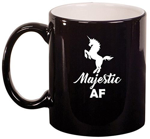 Ceramic Coffee Tea Mug Cup Majestic AF Unicorn (Black)