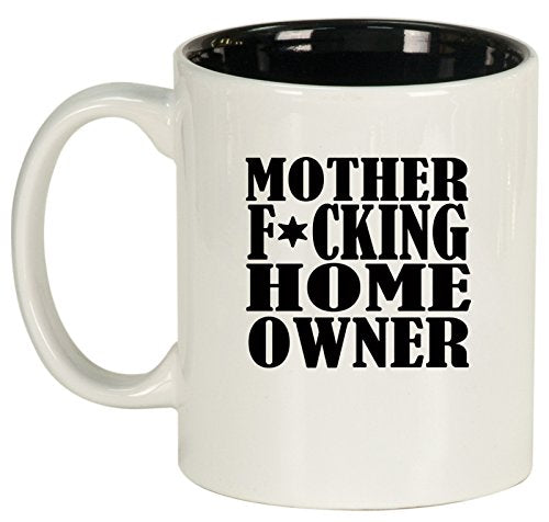 Ceramic Coffee Tea Mug Cup Mother F ing Home Owner House Warming (White)