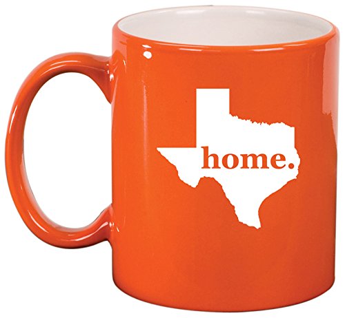 Ceramic Coffee Tea Mug Cup Texas Home (Orange)