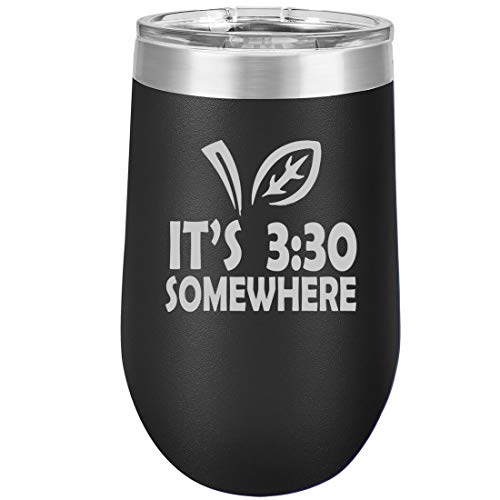16 oz Double Wall Vacuum Insulated Stainless Steel Stemless Wine Tumbler Glass Coffee Travel Mug With Lid It's 3:30 Somewhere Funny Teacher