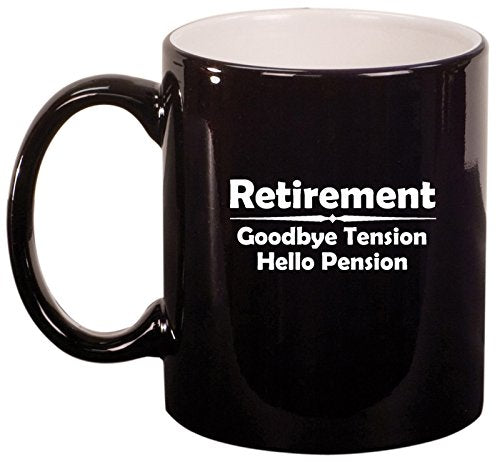 Ceramic Coffee Tea Mug Cup Retirement Pension (Black)