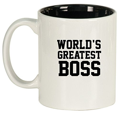 Ceramic Coffee Tea Mug Cup World's Greatest Boss (White)