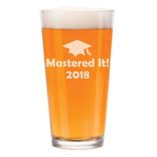 16 oz Beer Pint Glass Mastered It 2018 Graduation Masters Degree