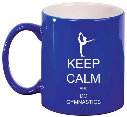 Keep Calm and Do Gymnastics Ceramic Coffee Tea Mug Cup Blue