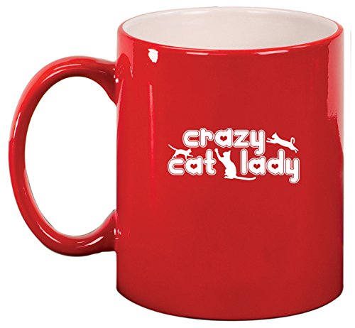 Ceramic Coffee Tea Mug Crazy Cat Lady (Red)