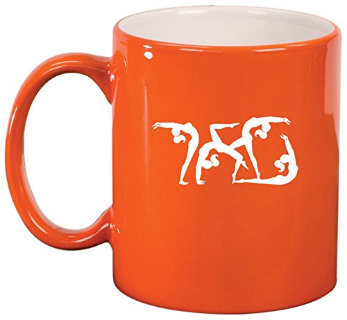 Ceramic Coffee Tea Mug Cup Female Gymastics (Orange)