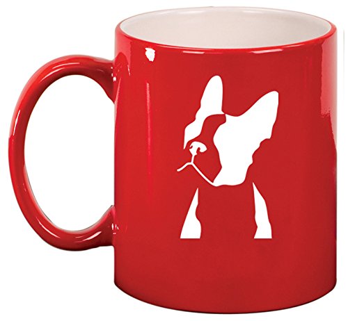 Ceramic Coffee Tea Mug Cup Boston Terrier Face (Red)