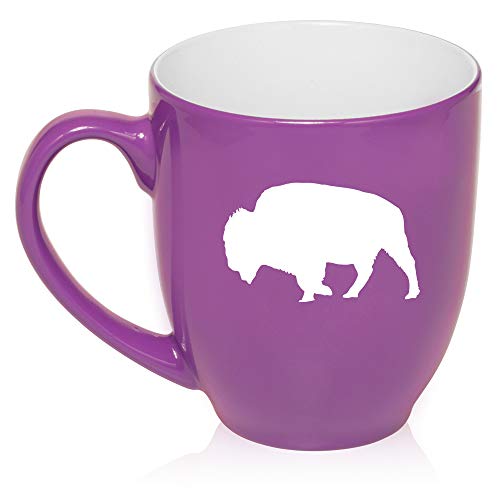 16 oz Large Bistro Mug Ceramic Coffee Tea Glass Cup Buffalo (Purple)