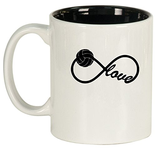 Ceramic Coffee Tea Mug Cup Infinity Infinite Love Volleyball (White)