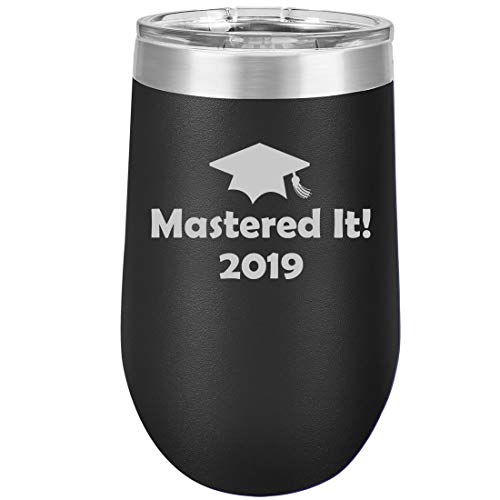 16 oz Double Wall Vacuum Insulated Stainless Steel Stemless Wine Tumbler Glass Coffee Travel Mug With Lid Mastered It 2019 Graduation Masters Degree