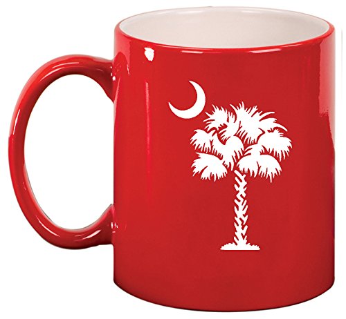 Ceramic Coffee Tea Mug Cup Palmetto Tree South Carolina Palm Moon (Red)
