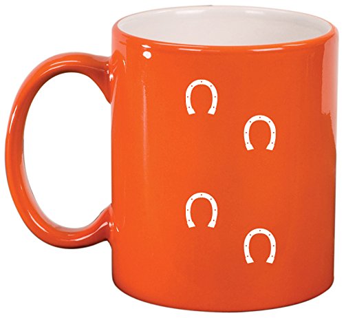 Ceramic Coffee Tea Mug Cup Horse Shoe Tracks (Orange)
