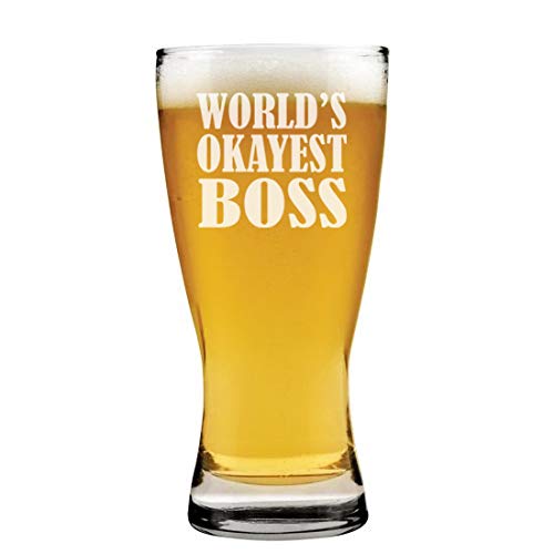 15 oz Beer Pilsner Glass World's Okayest Boss