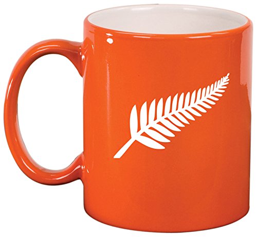 Ceramic Coffee Tea Mug Cup New Zealand Silver Fern (Orange)