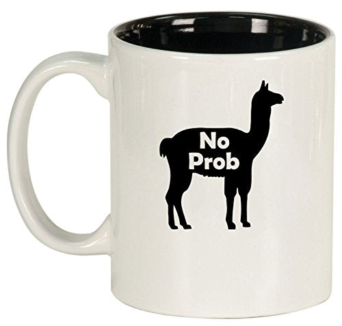 Ceramic Coffee Tea Mug Cup No Prob Llama Funny (White)