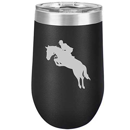 16 oz Double Wall Vacuum Insulated Stainless Steel Stemless Wine Tumbler Glass Coffee Travel Mug With Lid Horse With Rider