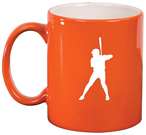 Ceramic Coffee Tea Mug Cup Baseball Player (Orange)