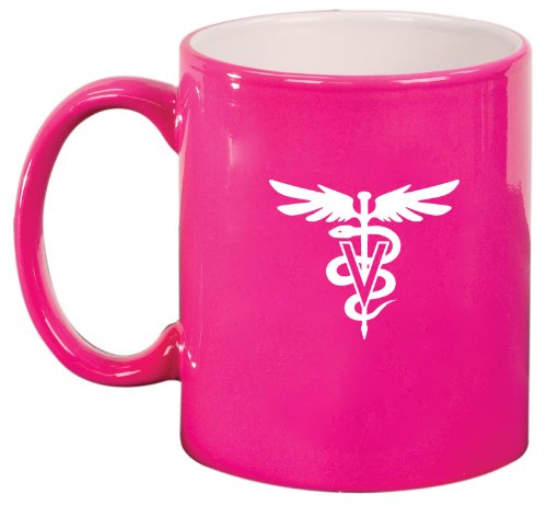 Pink Ceramic Coffee Tea Mug Vetinarian Symbol