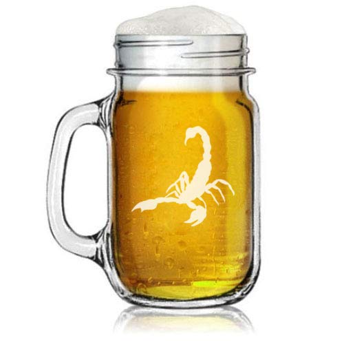 16oz Mason Jar Glass Mug w/Handle Scorpion