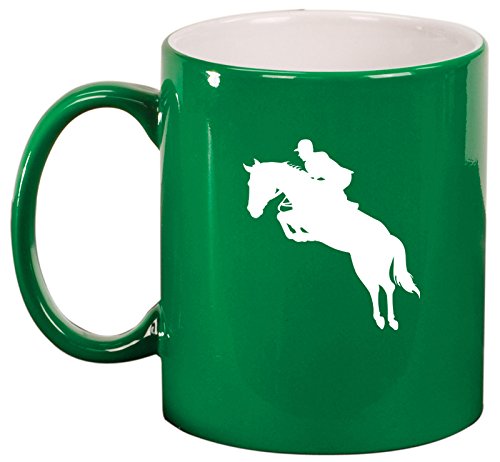 Ceramic Coffee Tea Mug Cup Horse with Rider (Green)