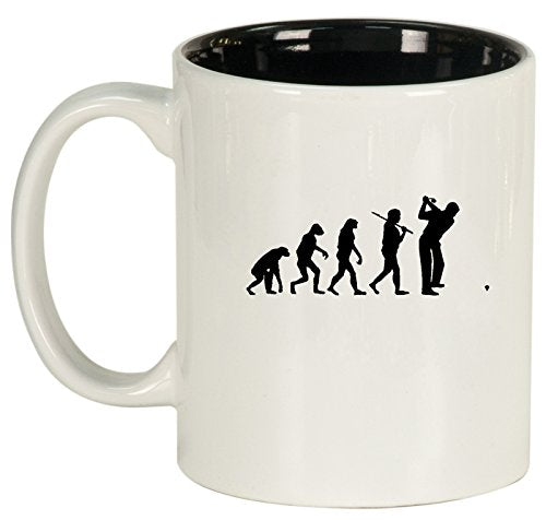 Ceramic Coffee Tea Mug Cup Evolution Golf (White)