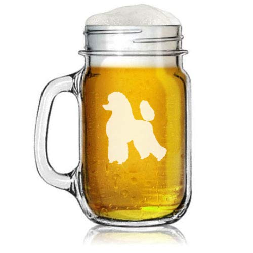 16oz Mason Jar Glass Mug w/Handle Poodle