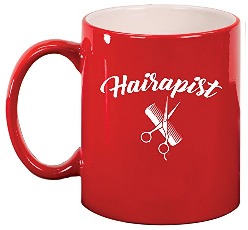 Ceramic Coffee Tea Mug Hairapist Hairdresser Funny (Red)