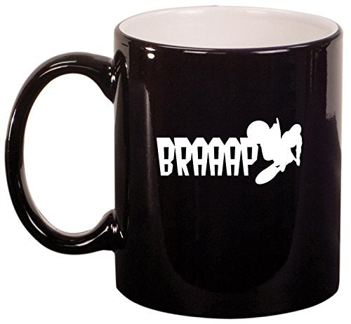 Ceramic Coffee Tea Mug Cup Dirt Bike BRAAAP (Black)