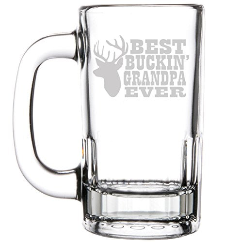 12oz Beer Mug Stein Glass Grandfather Best Buckin Grandpa Ever